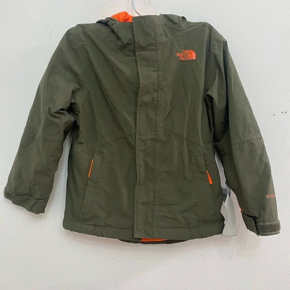 The North Face Olive Jacket with Orange Highlights